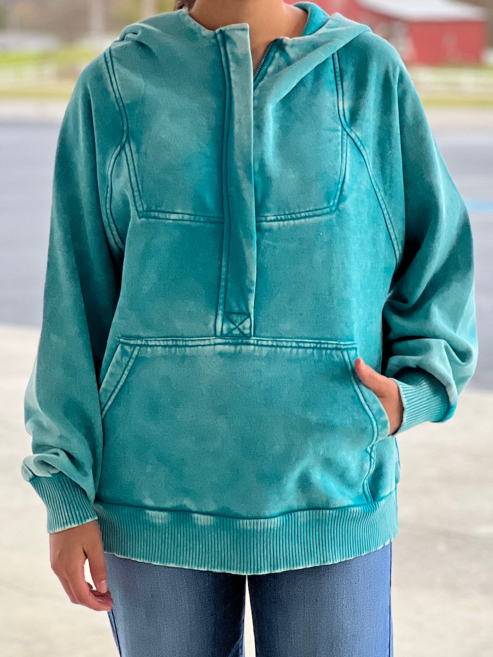 Teal Mineral Wash Hoodie PROMO