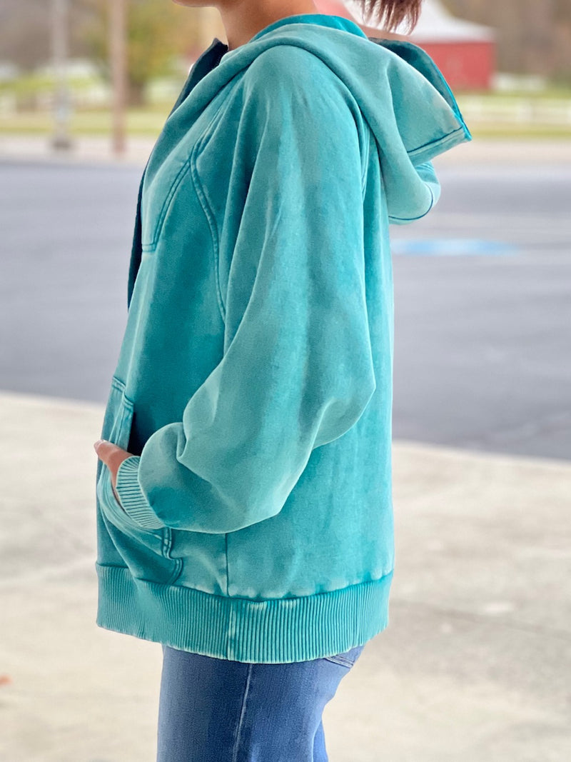 Teal Mineral Wash Hoodie PROMO