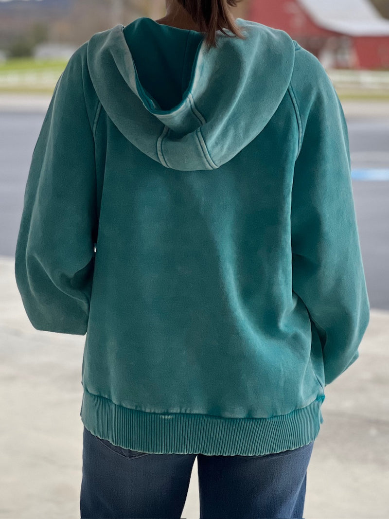 Teal Mineral Wash Hoodie PROMO