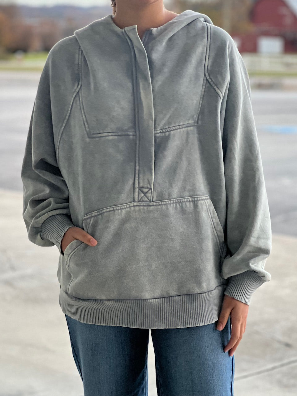 Light Gray Mineral Wash Hoodie PROMO