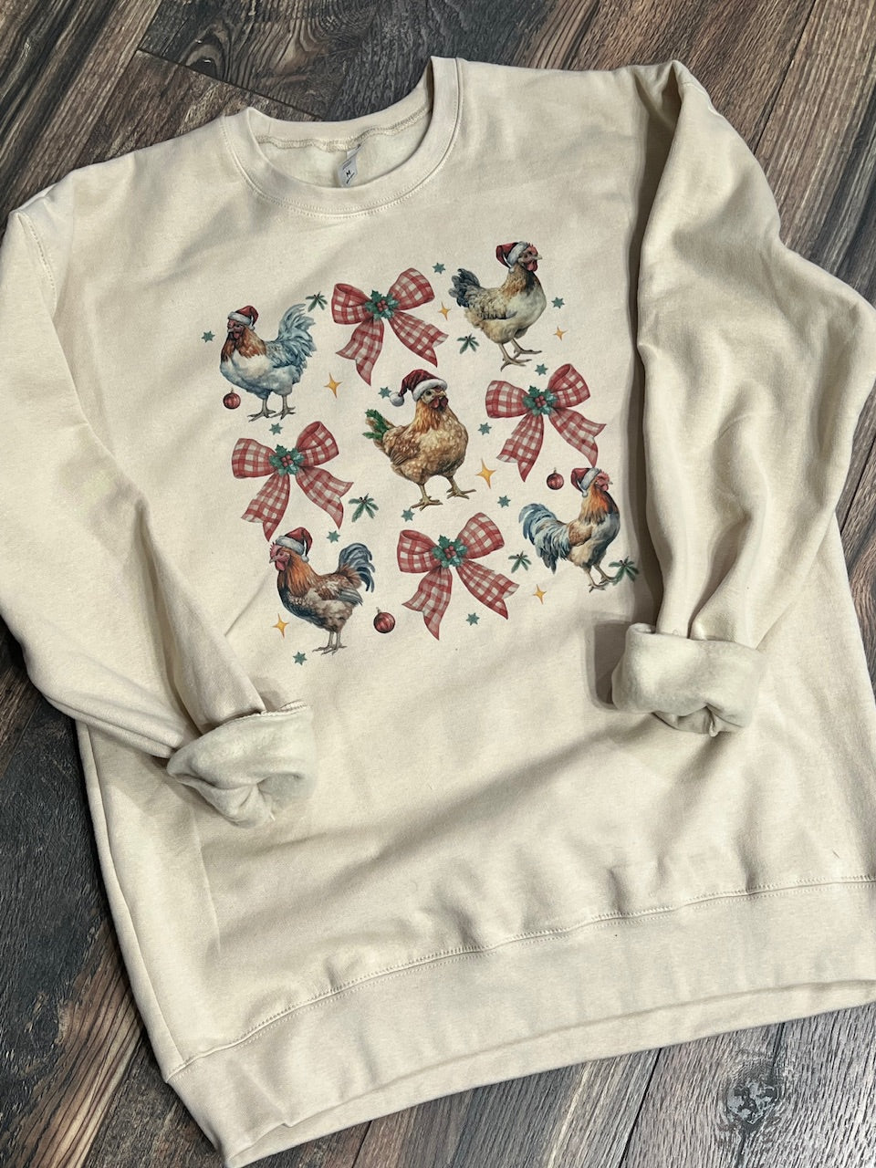 Christmas chickens sand sweatshirt