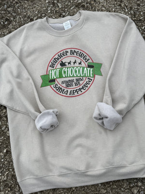reindeer hot chocolate sand sweatshirt