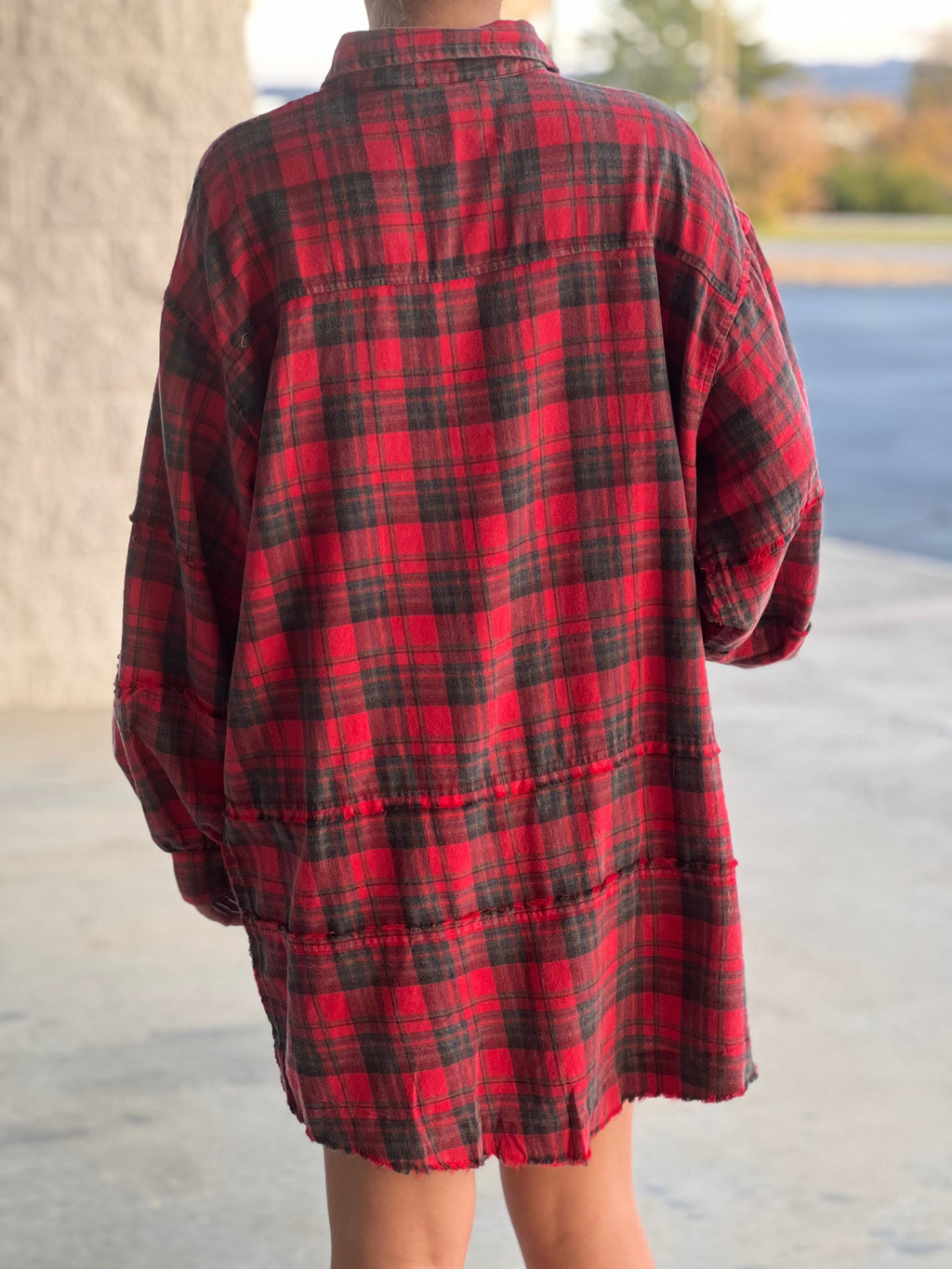 red plaid flannel tunic V11