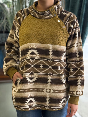 olive printed pullover A13