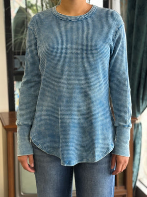 blue waffle knit top L7