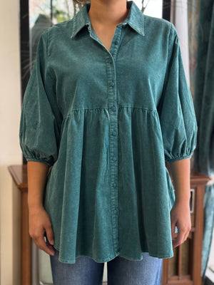 teal cord balloon sleeve tunic V33