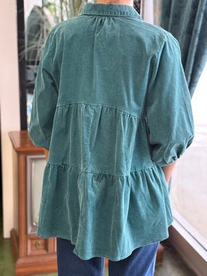 teal cord balloon sleeve tunic V33