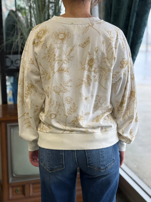 white and gold floral sweatshirt V27
