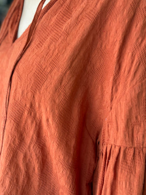 canyon red ballon sleeve top V16