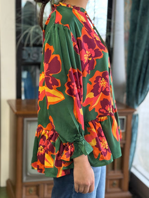 green floral ruffle top H5