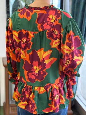 green floral ruffle top H5