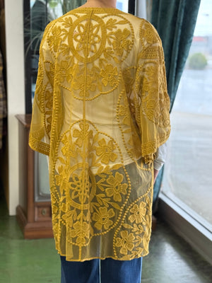 mustard lace kimono H14 PROMO