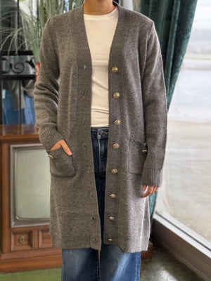 gray button up cardigan H26