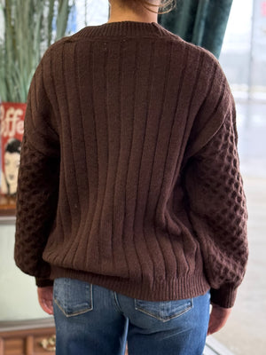 brown embellished button cardigan V10