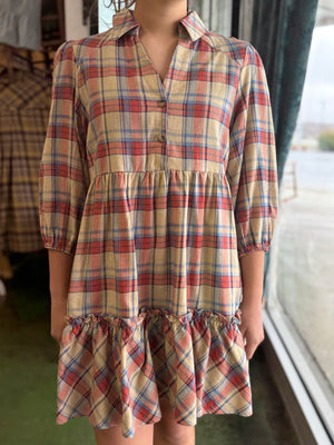 tan plaid dress V61