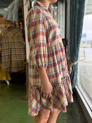 tan plaid dress V61