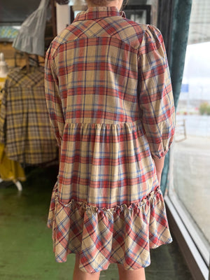 tan plaid dress V61
