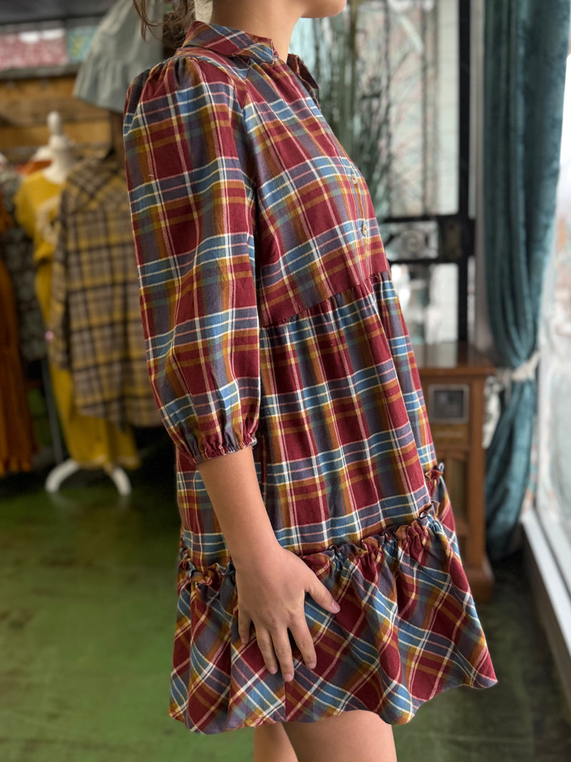 burgundy plaid dress V60 – CC Belle