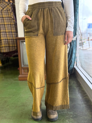 olive green mineral wash pants V1 PROMO