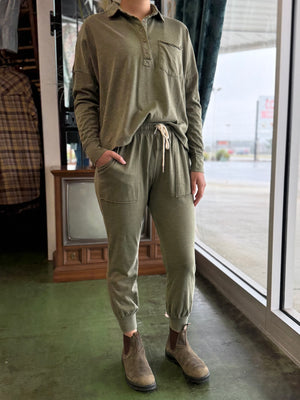 olive collared set V29