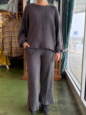 charcoal solid ribbed set B30