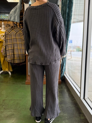 charcoal solid ribbed set B30