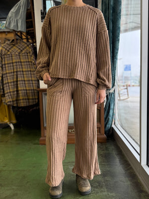 mocha solid ribbed set B29