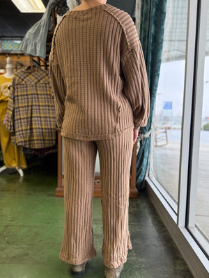 mocha solid ribbed set B29