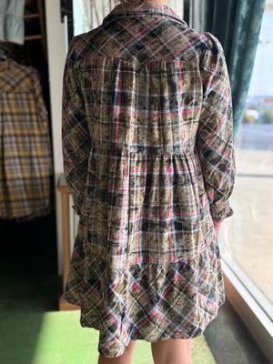 green mineral wash flannel dress L9