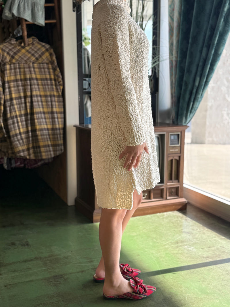 cream popcorn sweater dress L11