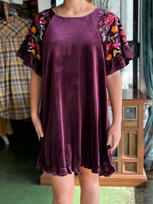 velvet eggplant dress V30