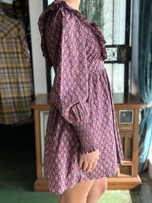 maroon printed dress V28