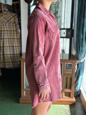 burgundy cord shacket dress V19