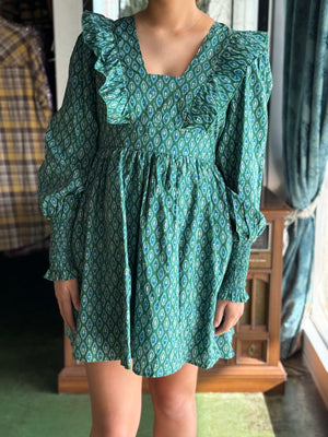 green printed dress V12