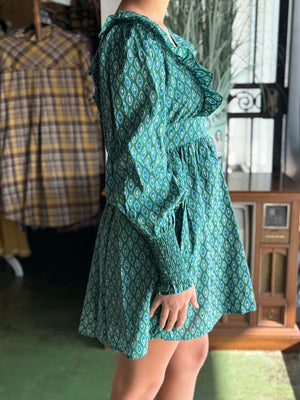 green printed dress V12