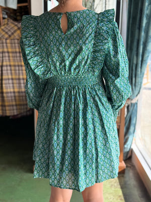green printed dress V12