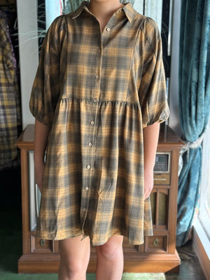 gold plaid dress V8