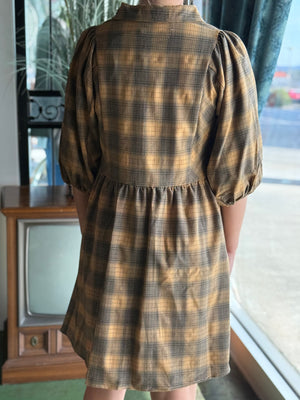 gold plaid dress V8