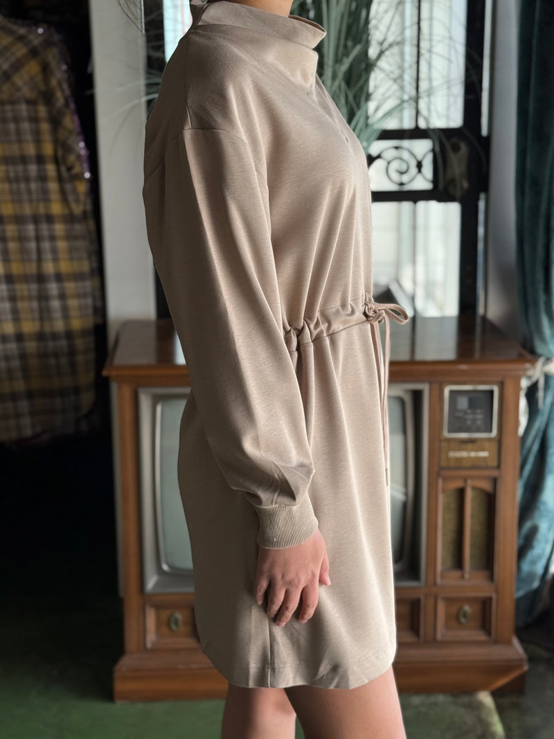 khaki long sleeve active dress V4