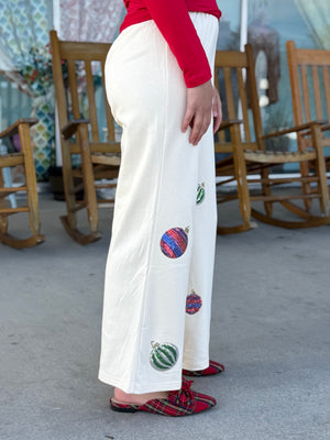 cream ornament pants B24