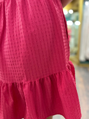 pink button front dress C7