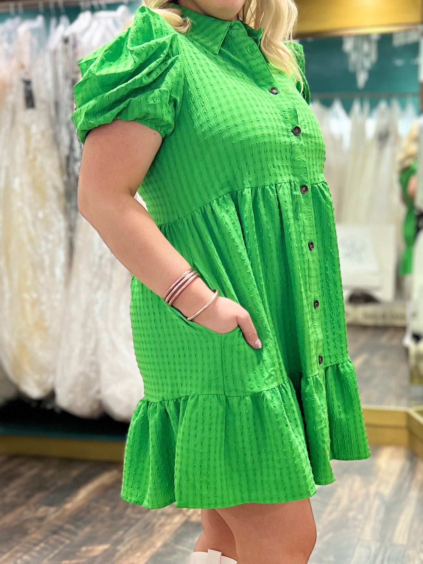 green button front dress C8 CC Belle green button front dress C8 CC Belle