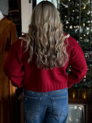 red doll collar sweater