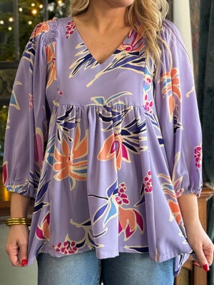 lavender floral top A26