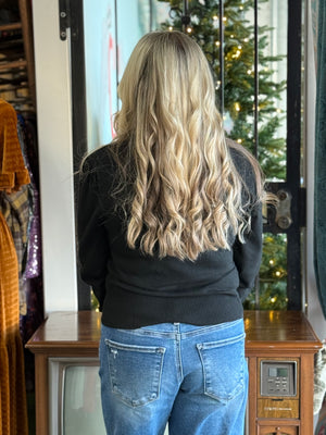 black ruffle neck top A27