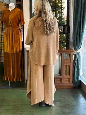 camel waffle knit pants V67