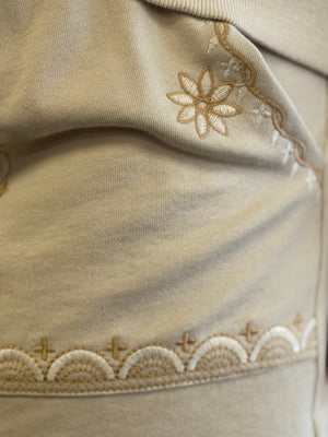 tan embroidered set V65