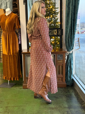 shimmer rust floral midi B40