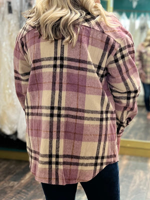 pink hooded flannel top B53
