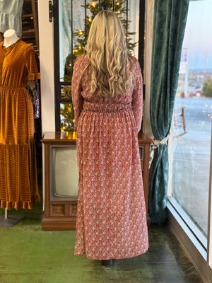 shimmer rust floral midi B40